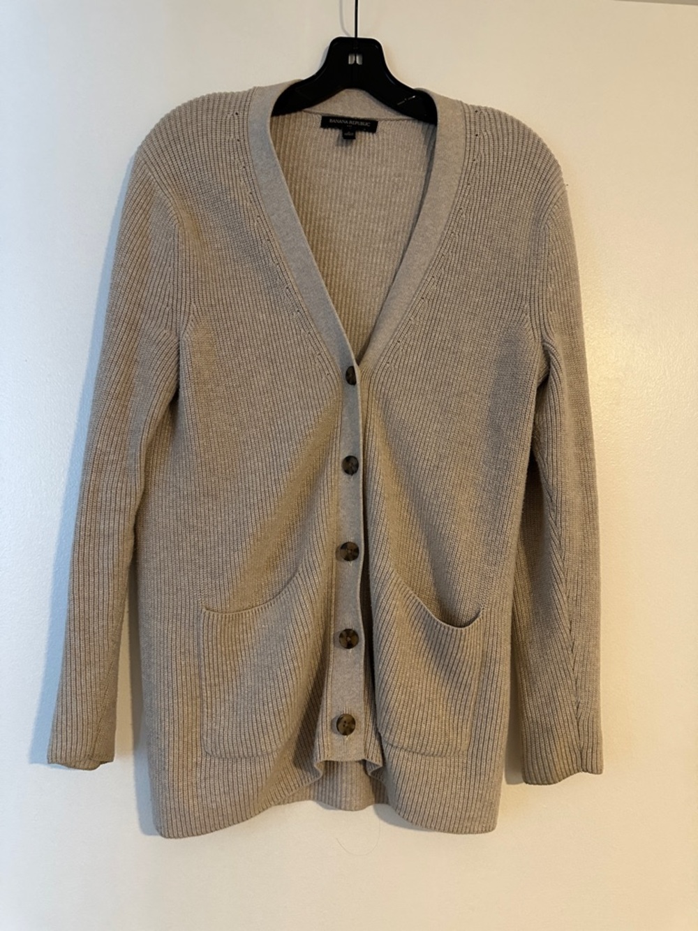 Banana Republic Women's Ribbed V-Neck Cardigan - Taupe